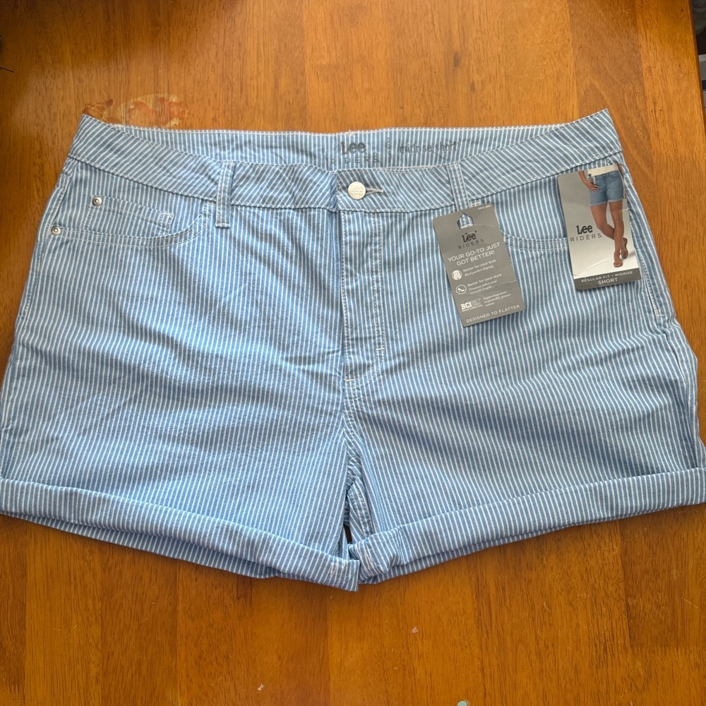 Lee Women's Light Blue Pinstripe Jean Shorts